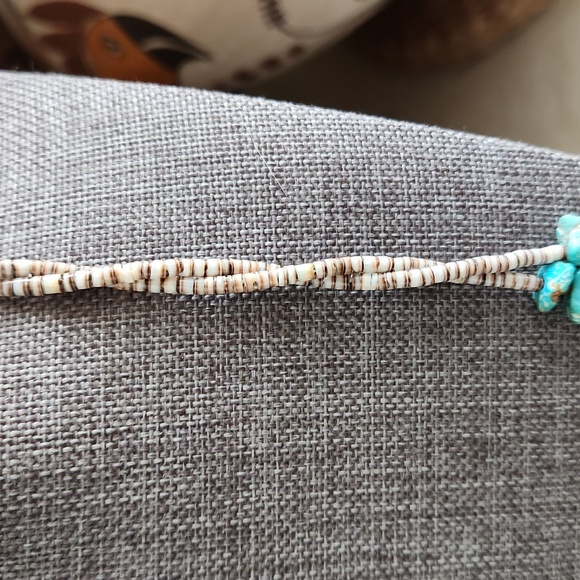 Old Native American Santo Domingo Double Strand Turquoise & Heishi Necklace ๐๐ - Picture 4 of 15